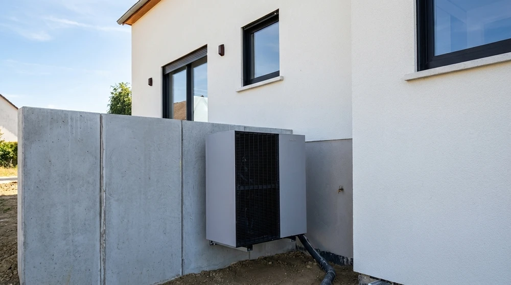 Façade extérieure d'une maison neuve en crépi blanc avec menuiseries anthracite